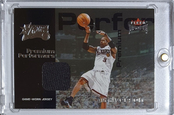2001 Fleer Premium Allen Iverson #PATCH Game Worn Jersey - Rare
