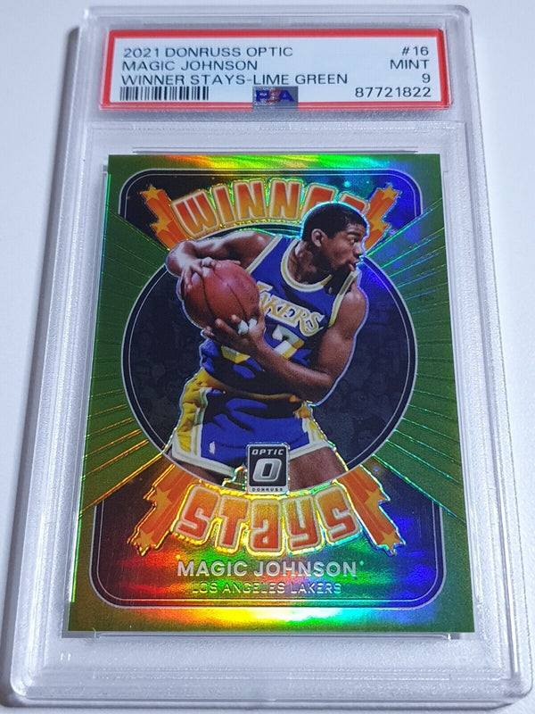 2021 Panini Donruss Magic Johnson #16 LIME GREEN /149 Holo - PSA 9 (POP 6)
