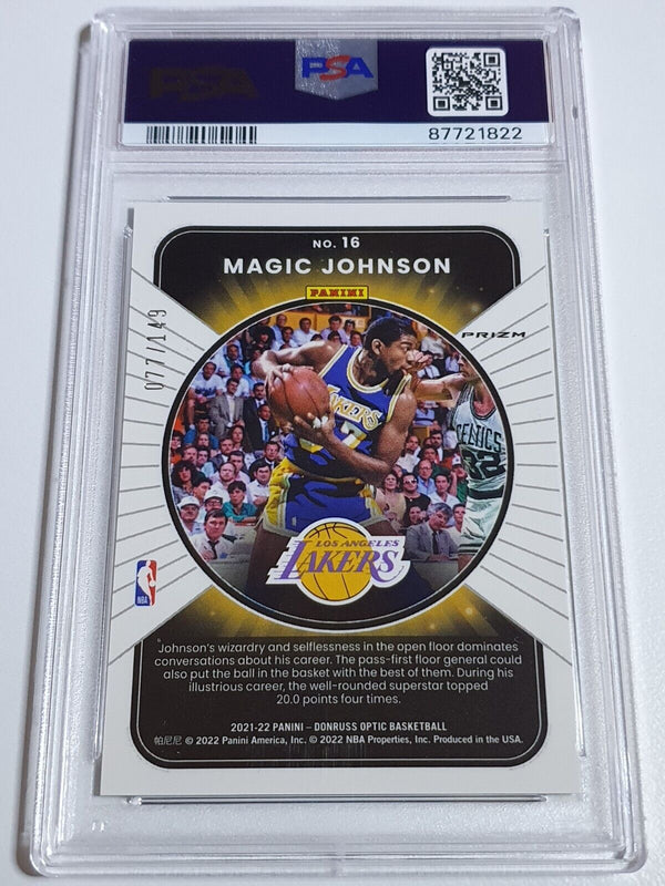 2021 Panini Donruss Magic Johnson #16 LIME GREEN /149 Holo - PSA 9 (POP 6)
