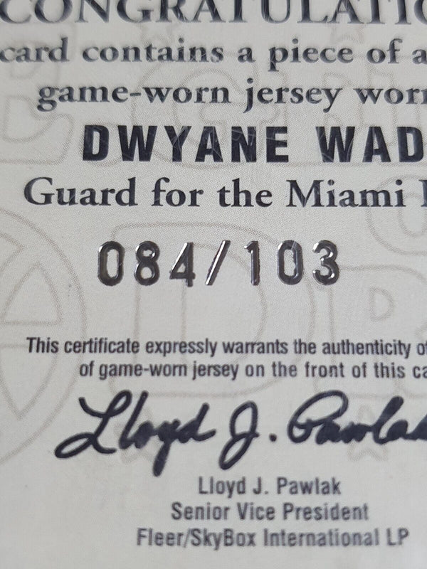 2004 Skybox L.E. Dwyane Wade #PATCH /103 Game Worn Jersey - Ready to Grade
