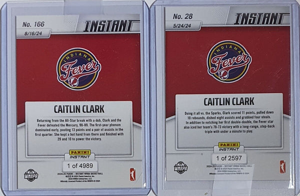 2024 Panini Instant WNBA Caitlin Clark Lot of 2 Rookie Cards #28 #166 RC - Rare