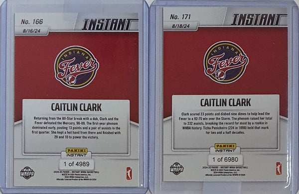 2024 Panini Instant WNBA Caitlin Clark Lot of 2 Rookie Cards #166 #171 RC - Rare