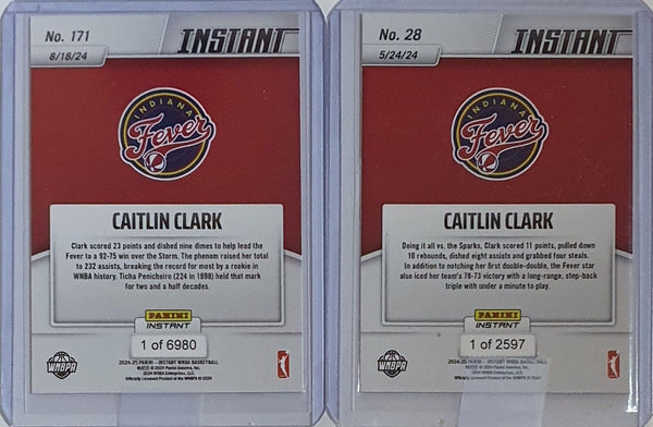 2024 Panini Instant WNBA Caitlin Clark Lot of 2 Rookie Cards #28 #171 RC - Rare