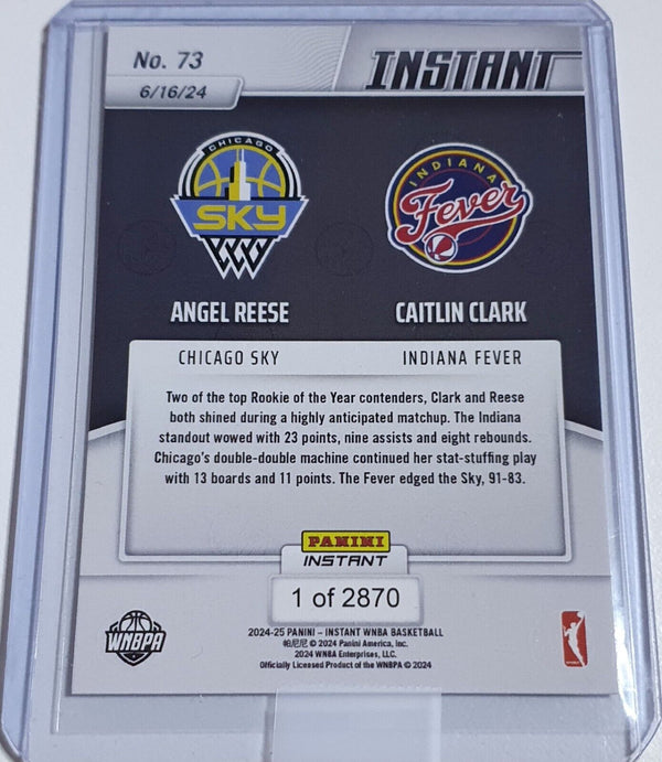 2024 Panini Instant WNBA Caitlin Clark Angel Reese Rookie #73 /2870 RC - Rare