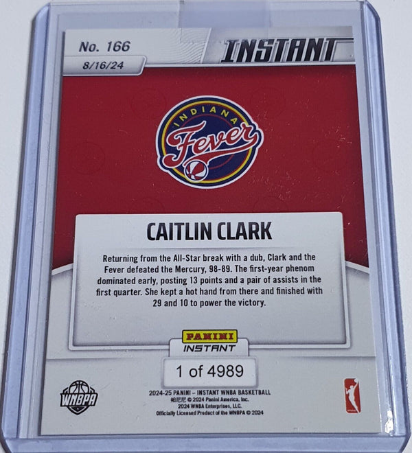 2024 Panini Instant WNBA Caitlin Clark Rookie #166 /4989 RC - Ready to Grade