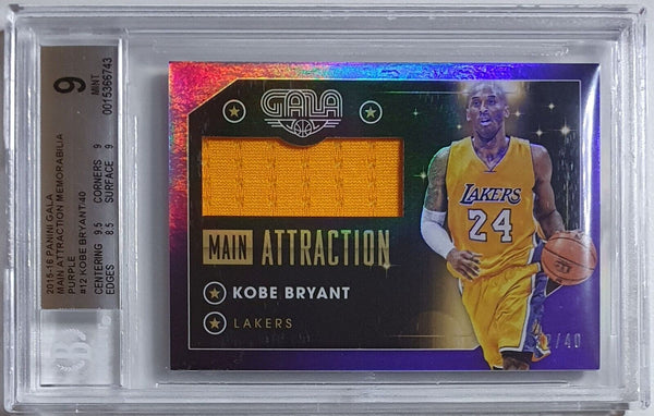 2015 Gala Kobe Bryant #PATCH PURPLE /40 Game Worn Jersey  - BGS 9 (POP 2)