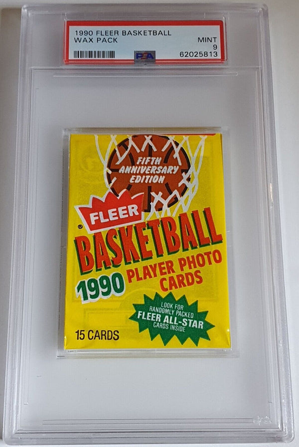 1990 Fleer Basketball Mint Factory Sealed Wax Pack - PSA 9