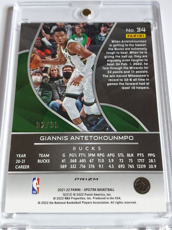 2021 Panini Spectra Giannis Antetokounmpo #34 ASTRAL /35 Prizm - Ready to Grade