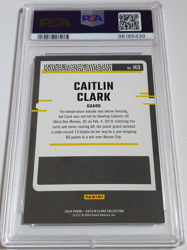 2024 Panini Caitlin Clark Rookie Collection #H3 FLOATING HEARTS /199 Holo PSA 9