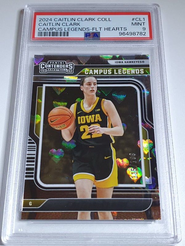 2024 Panini Caitlin Clark Rookie Collection #CL1 FLOATING HEARTS /199 Holo PSA 9