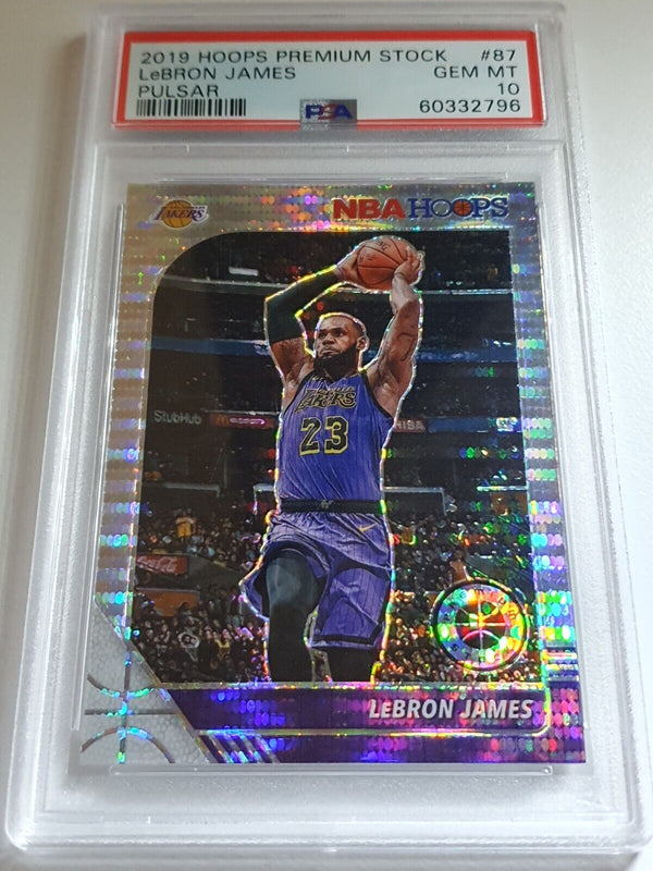 2019 Hoops Premium Stock Lebron James #87 PULSAR HOLO Prizm - PSA 10