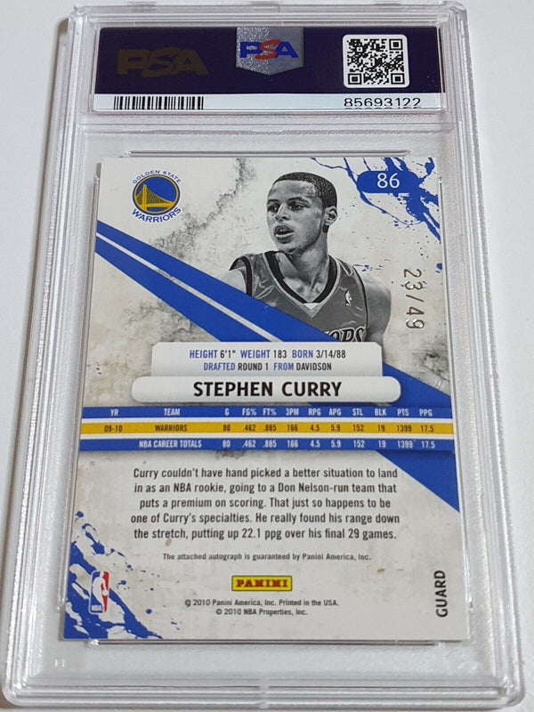 2010 Panini Rookie & Stars Stephen Curry AUTO /49 Autograph - PSA 9 (POP 2)