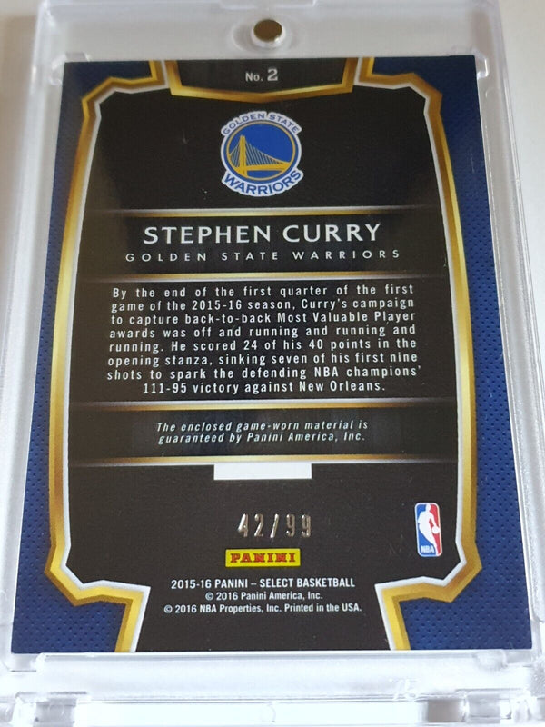 2015 Panini Select Stephen Curry #PATCH /99 Game Worn Jersey - Ready to Grade