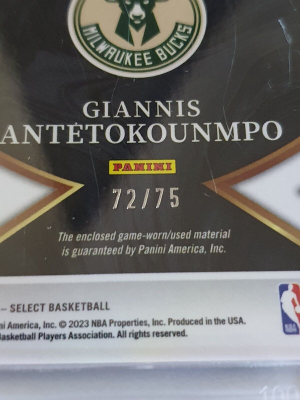 2022 Select Giannis Antetokounmpo #PATCH BLUE Prizm /75 Game Worn Jersey - Rare