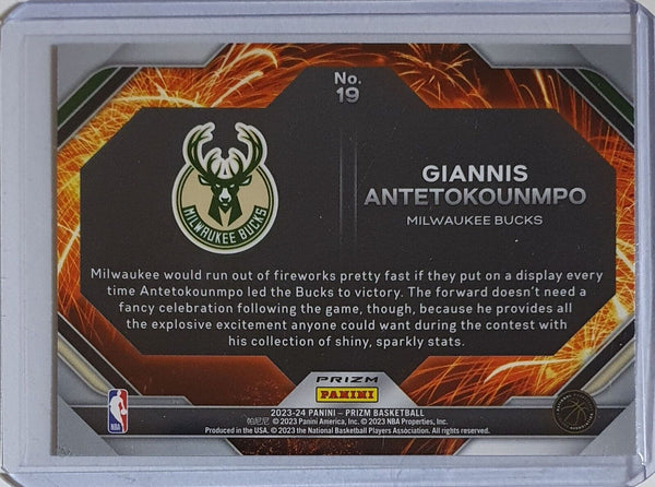 2023 Panini Prizm Giannis Antetokounmpo #19 FAST BREAK Fireworks Ready to Grade