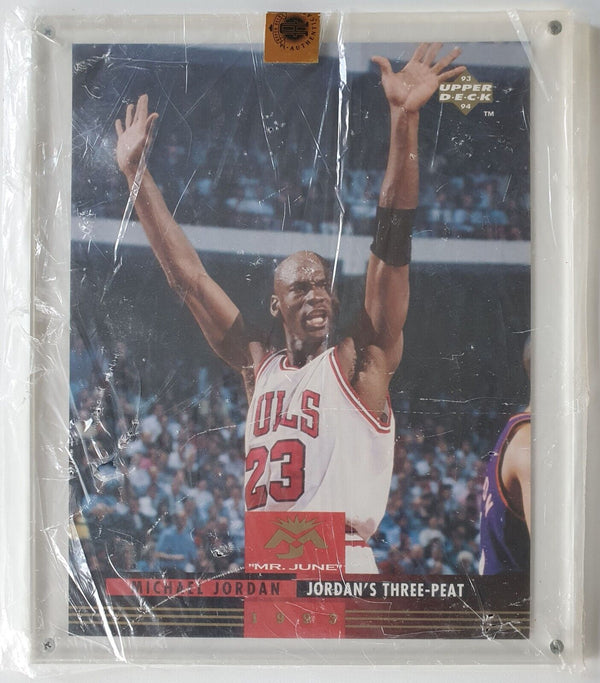 1993 Upper Deck Michael Jordan Mr June /5000 3-Peat Jumbo - Sealed