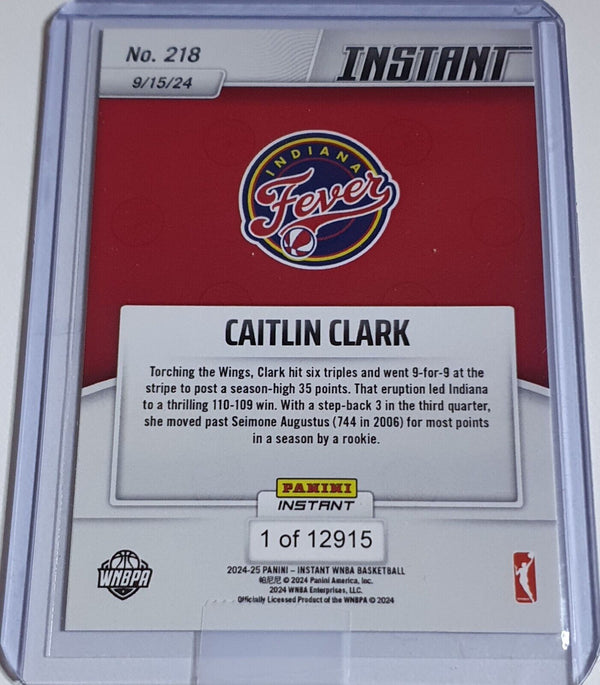 2024 Panini Instant WNBA Caitlin Clark Rookie #218 /12915 RC - Ready to Grade