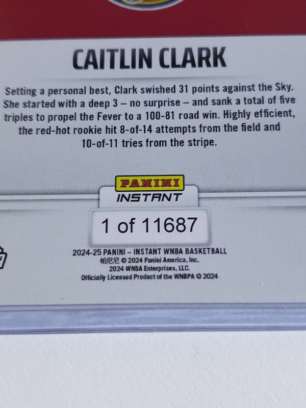 2024 Panini Instant WNBA Caitlin Clark Rookie #191 /11687 RC - Ready to Grade