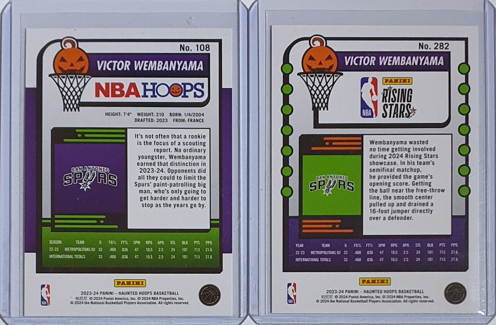 2023 Panini Haunted Hoops Victor Wembanyama LOT of 2 Rookie #108 #282 –  Perfect Edges Cards