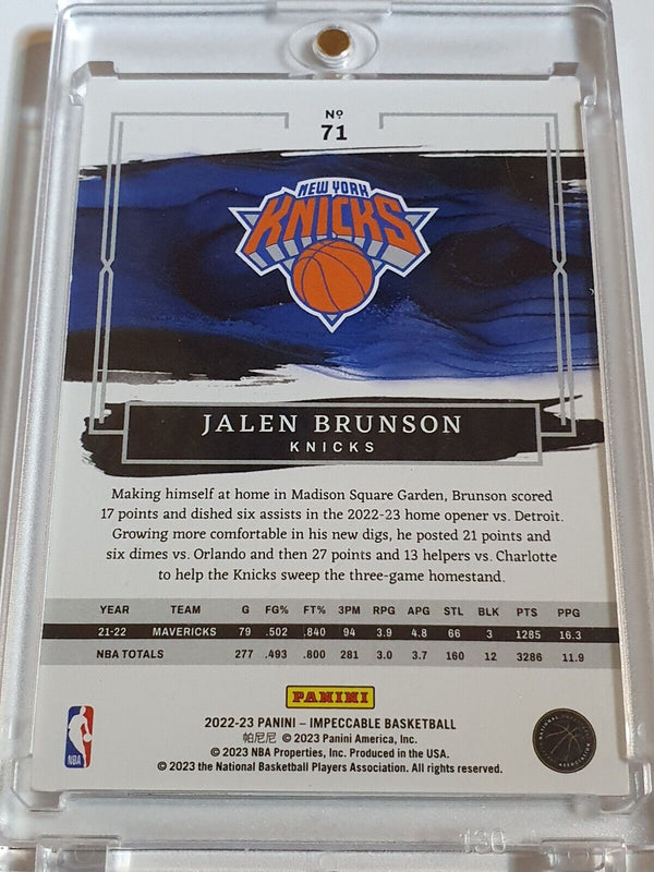 2022 Panini Impeccable Jalen Brunson #71 GOLD /49 Edition - Ready to Grade