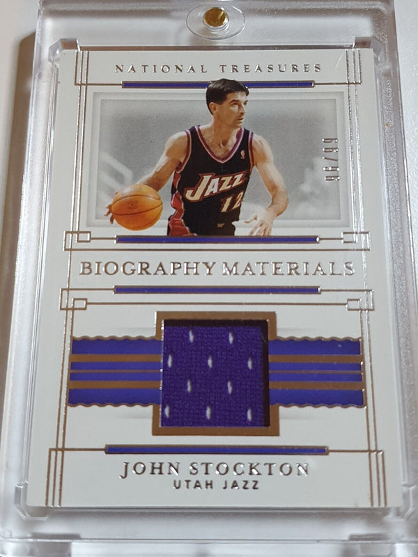 2020 Panini National Treasures John Stockton #PATCH /99 Game Worn Jersey - Rare