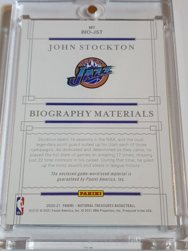 2020 Panini National Treasures John Stockton #PATCH /99 Game Worn Jersey - Rare