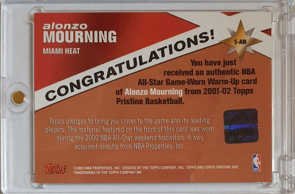 2001 Topps Pristine Alonzo Mourning #PATCH Player Worn Jersey - Ready to Grade