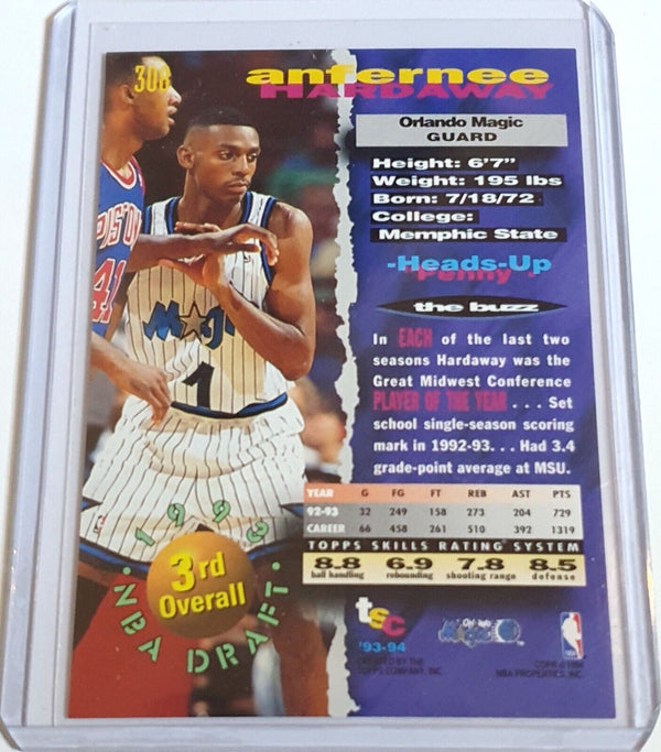 1993 Topps Stadium Club Anfernee Hardaway Rookie #308 RC - Ready to Grade