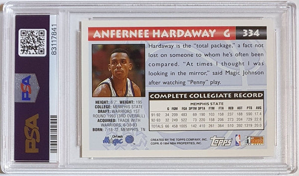 1993 Topps Gold Anfernee Hardaway Rookie #334 RC - PSA 9 (LOW POP)