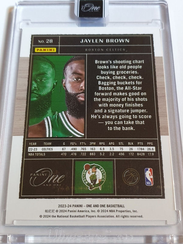 2023 Panini One and One Jaylen Brown #28 BLUE /35 Holo - Panini Factory Sealed