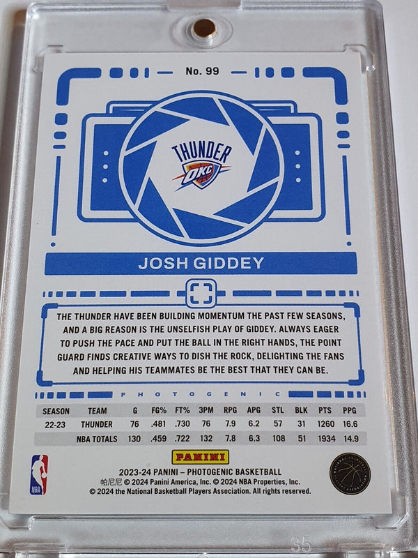 2023 Panini Photogenic Josh Giddey #99 SILVER /99 HOLO - Ready to Grade