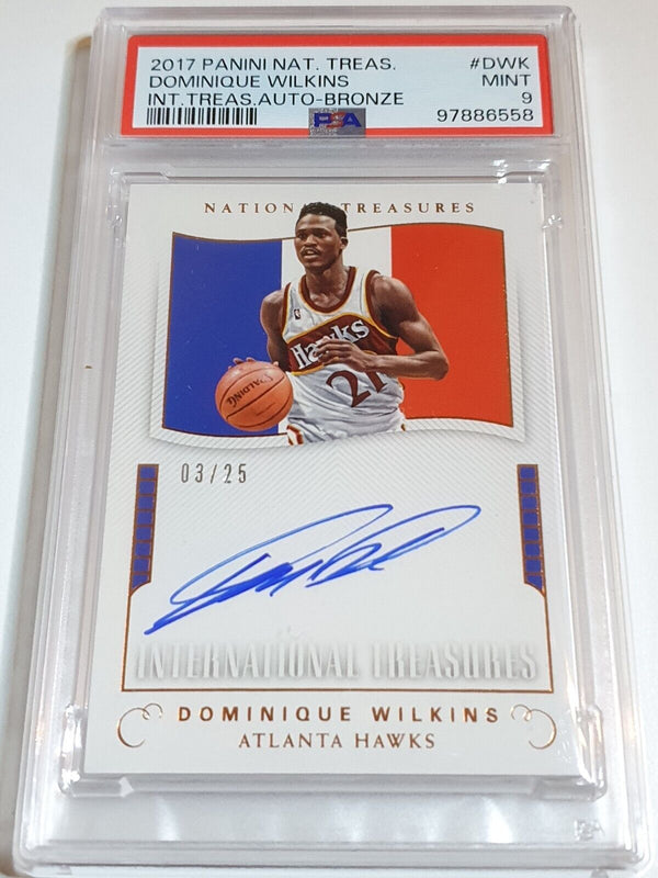 2017 National Treasures Dominique Wilkins AUTO /25 Autograph - PSA 9 (POP 1)