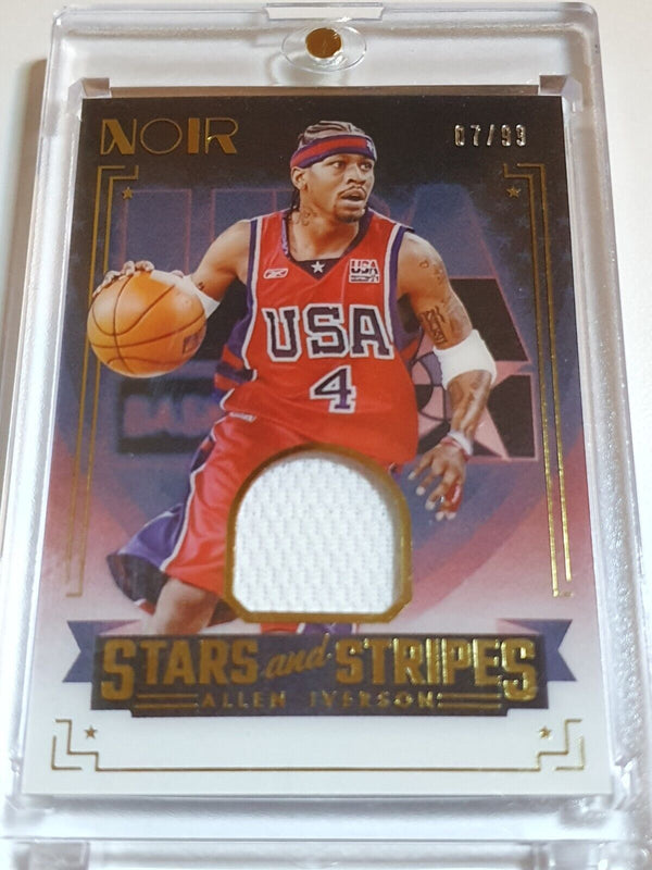 2023 Panini Noir Allen Iverson #PATCH /99 Game Worn Jersey - Rare