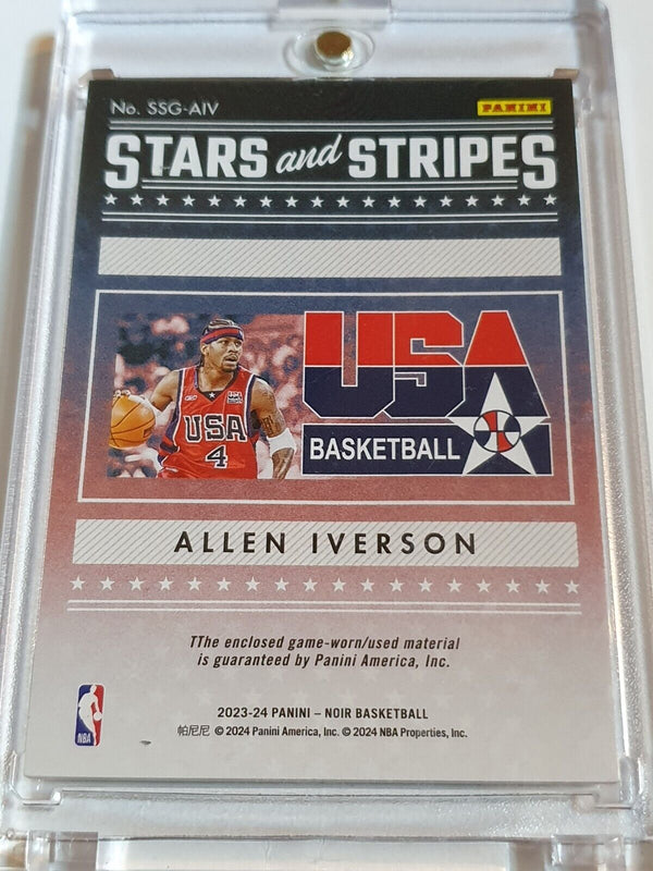 2023 Panini Noir Allen Iverson #PATCH /99 Game Worn Jersey - Rare