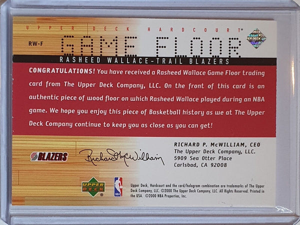 2000 Upper Deck Hardcourt Rasheed Wallace #RW-F GAME FLOOR - Rare Gem