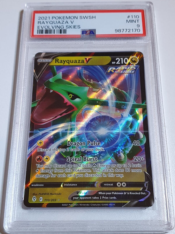 2021 Pokemon SWSH Rayquaza V 110/203 Evolving Skies - PSA 9