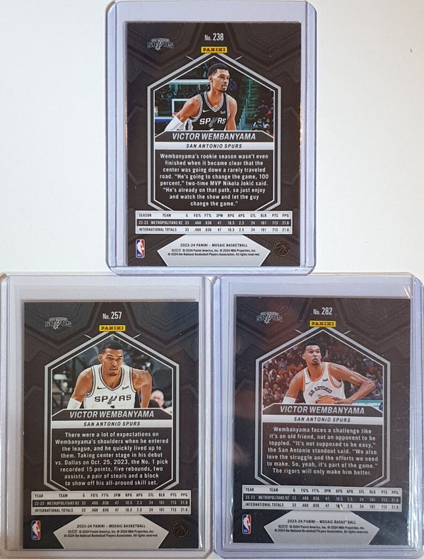 2023 Mosaic Victor Wembanyama LOT of 3 Rookie Cards #238 #257 #282 RC - Rare