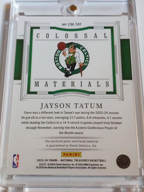 2023 Panini National Treasures Jayson Tatum #PATCH /99 Game Worn Jumbo Jersey