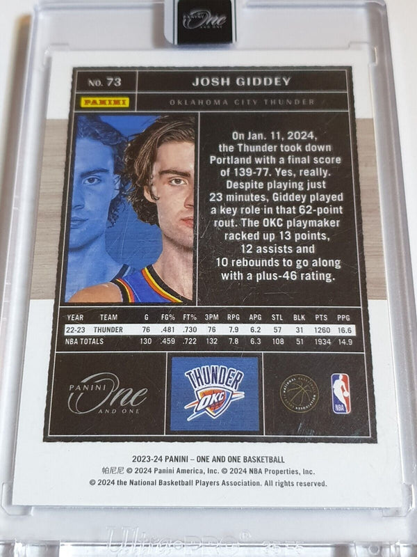 2023 Panini One and One Josh Giddey #73 BLUE /35 Holo - Panini Factory Sealed