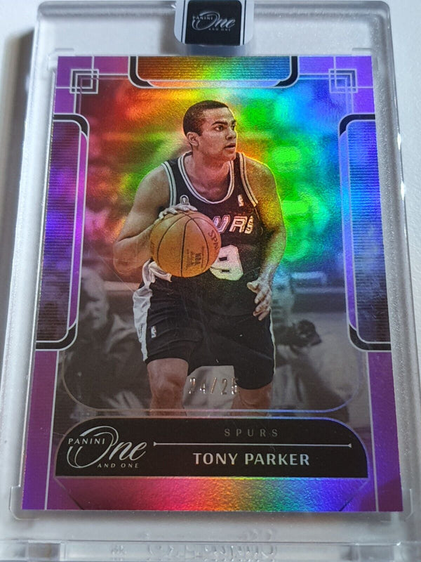 2023 Panini One and One Tony Parker #183 PURPLE /25 Holo - Panini Factory Sealed