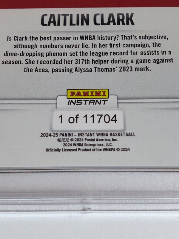 2024 Panini Instant WNBA Caitlin Clark Rookie #213 /11704 RC - PSA 9 (Low POP)