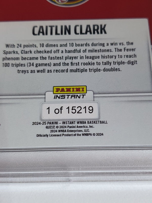 2024 Panini Instant WNBA Caitlin Clark Rookie #198 /15219 RC - PSA 9 (Low POP)