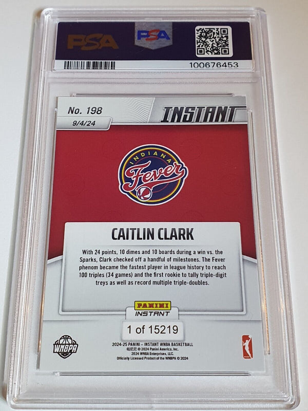 2024 Panini Instant WNBA Caitlin Clark Rookie #198 /15219 RC - PSA 9 (Low POP)