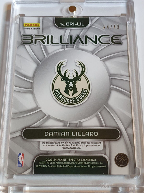 2023 Panini Spectra Damian Lillard #PATCH ASTRAL /49 Game Worn Jersey - Rare