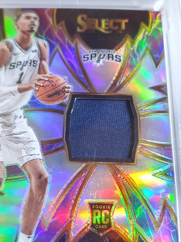 2023 Panini Select Victor Wembanyama Rookie #PATCH Jersey Sparks Relic - PSA 9