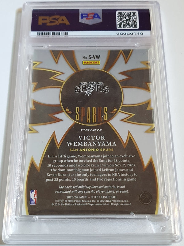 2023 Panini Select Victor Wembanyama Rookie #PATCH Jersey Sparks Relic - PSA 9