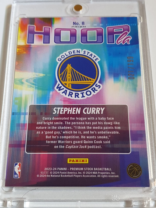 2023 Panini Hoops Premium Stock Stephen Curry #8 RED SEISMIC /199 Holo - Rare