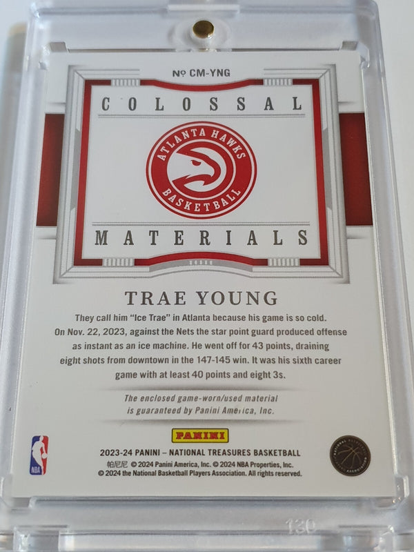 2023 Panini National Treasures Trae Young #PATCH /99 Game Worn Jumbo Jersey Rare