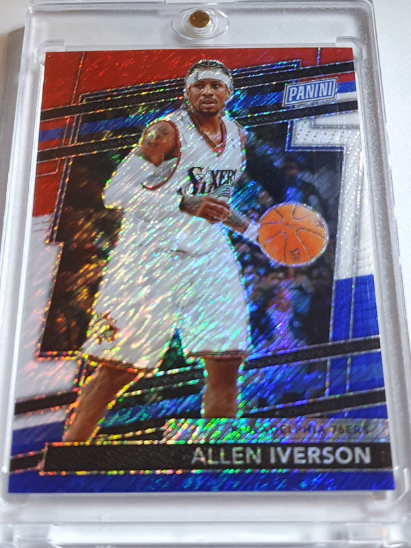 2024 Panini National VIP Allen Iverson #37 RED WHITE BLUE SHIMMER /25 Holo Rare