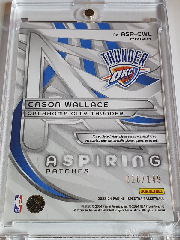 2023 Panini Spectra Cason Wallace Rookie #PATCH SILVER /149 Holo 3 Color Jersey